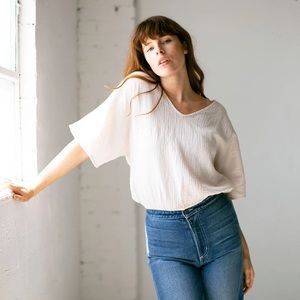 Suunday gauze dolman top in parchment